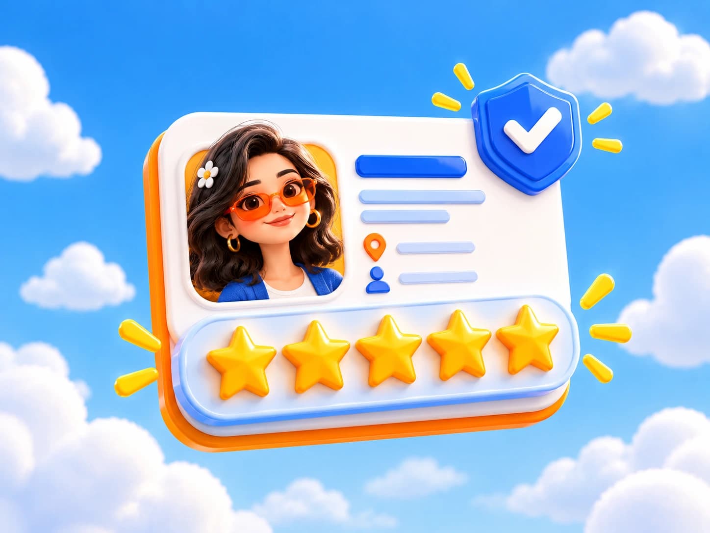 Worker profile card with a star rating and reviews