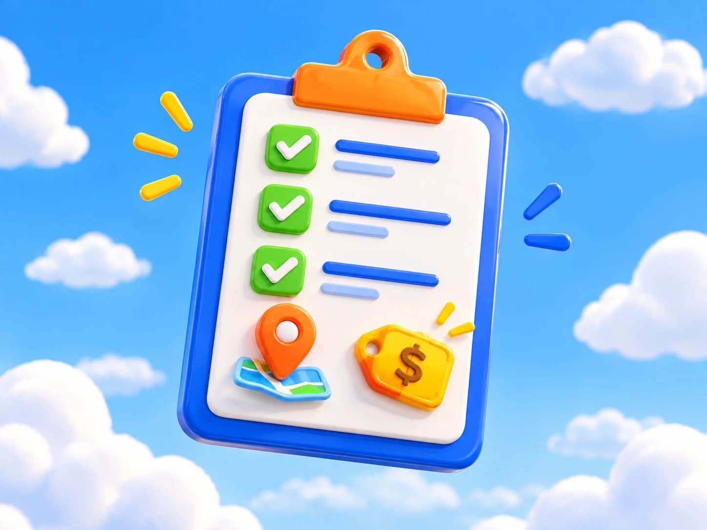 Task details card showing the budget, location and a checklist